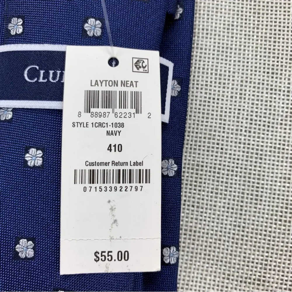 Club Room Mens Classic Floral Neat Tie Navy OS